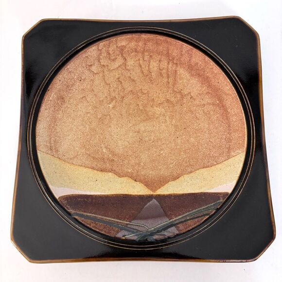 Rob Wiedmaier Abstract Landscape Studio Pottery Plate MCM Volcano Mountain